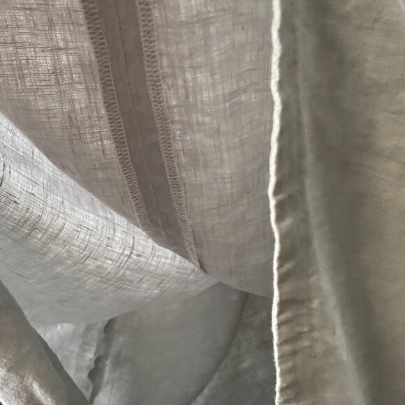 Handmade Plus Size 100% Linen Blue Grey Patch Pocket Floral Appliqué Dress - Picture 16 of 16